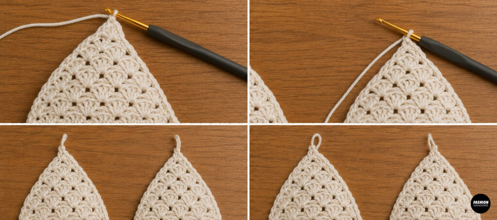 Shape the right side of the crochet halter top cup.