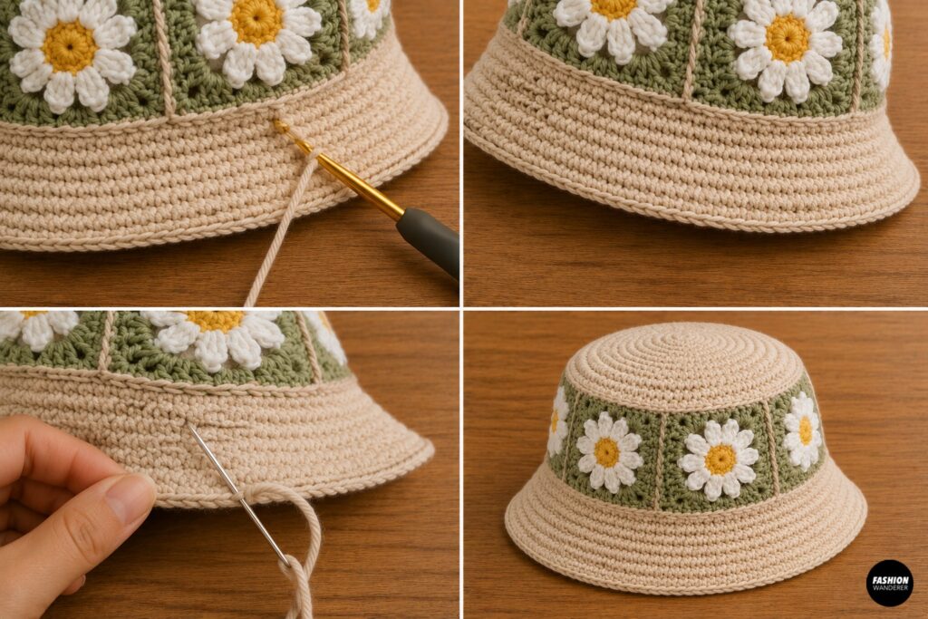 Strength the crochet hat brim to give the crochet hat more support and structure