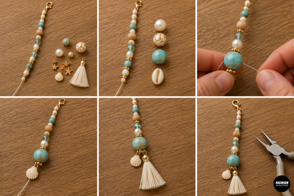 Step 6 is to add a bag charm statement bead.