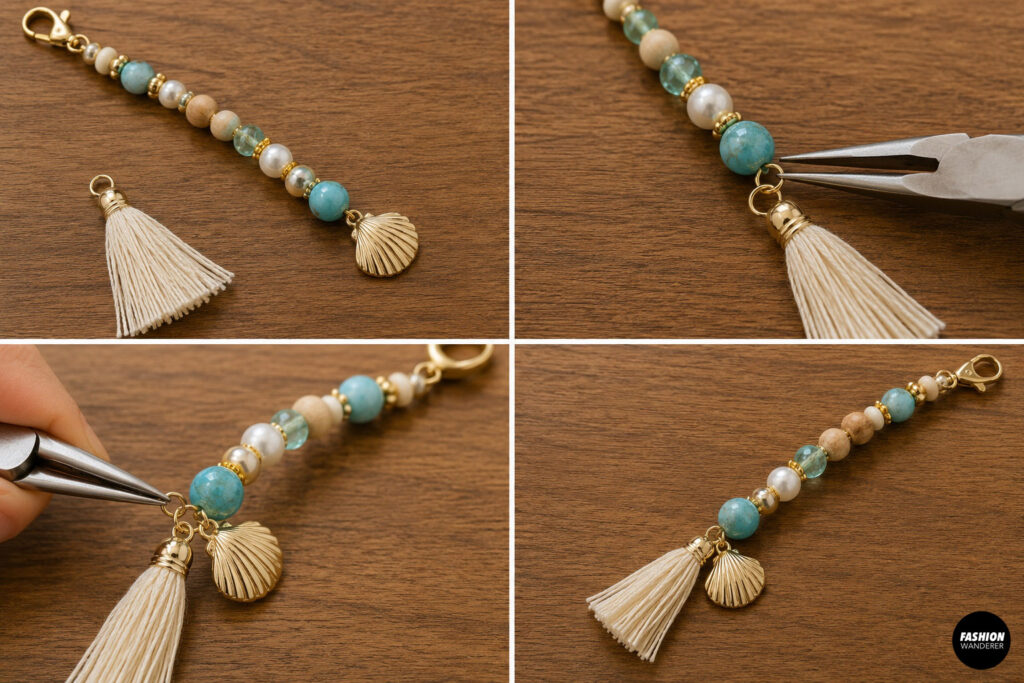 Step 8 is to add an optional tassel to the end of the bead charm