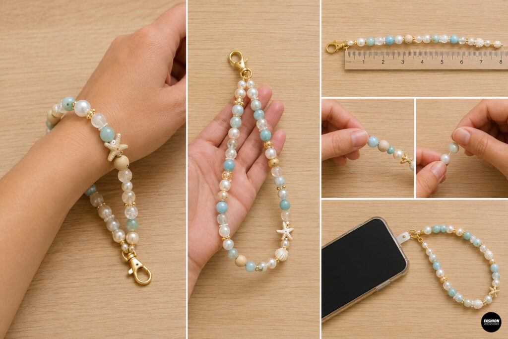 Step 5 is to check the length of the phone wristlet