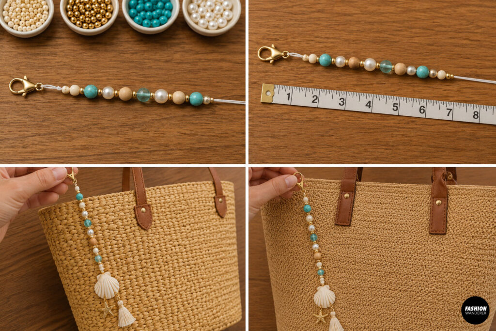 Step 5 is to continue following the bag charm bead pattern.