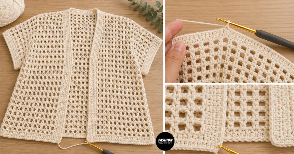 step 5 is to crochet the body border of Tie Front Beach Cover-Up