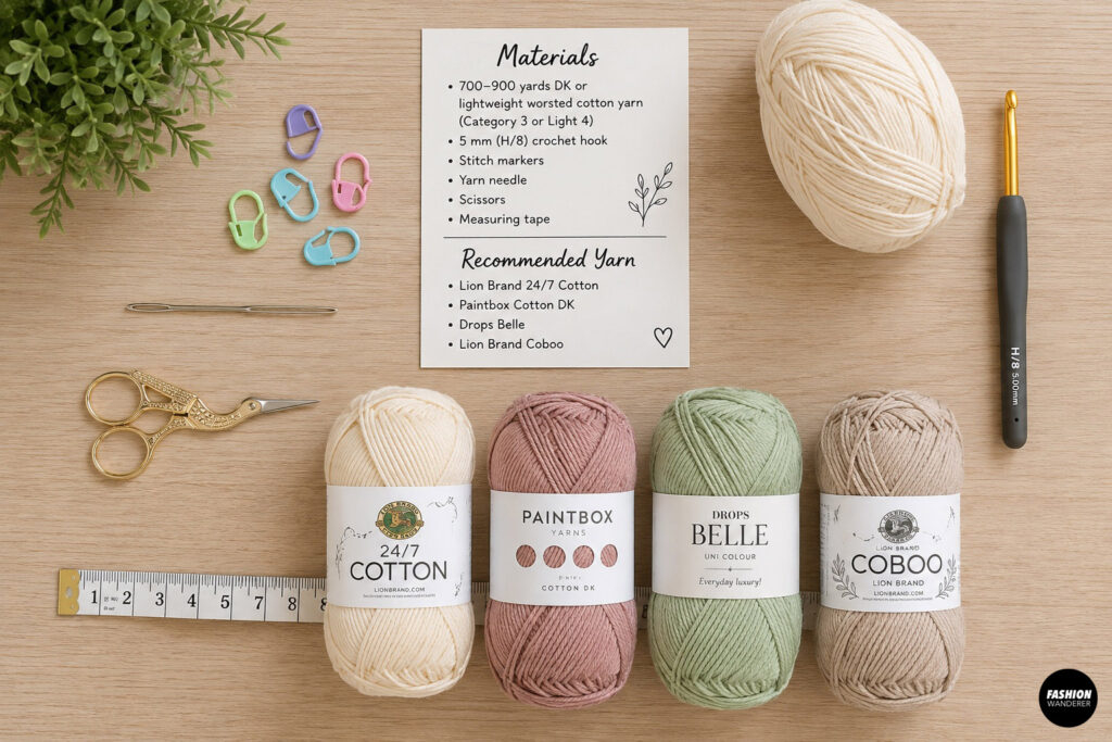 Materials to make a Crochet Tie Front Beach Cover-Up
