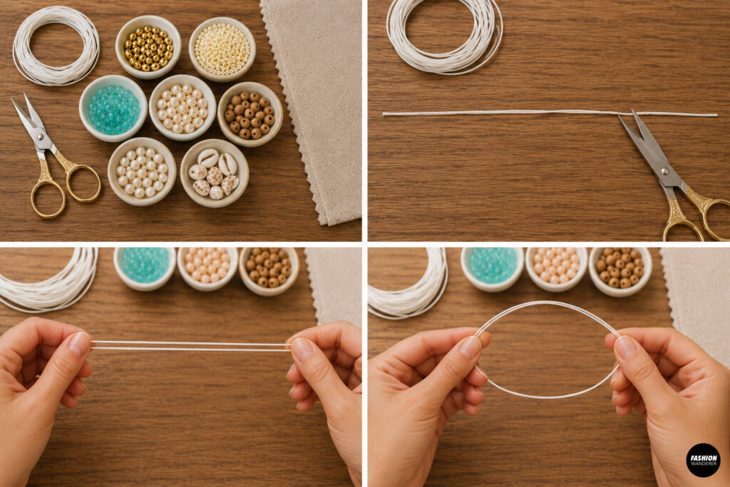 step 3 is to cut the beaded anklet cord