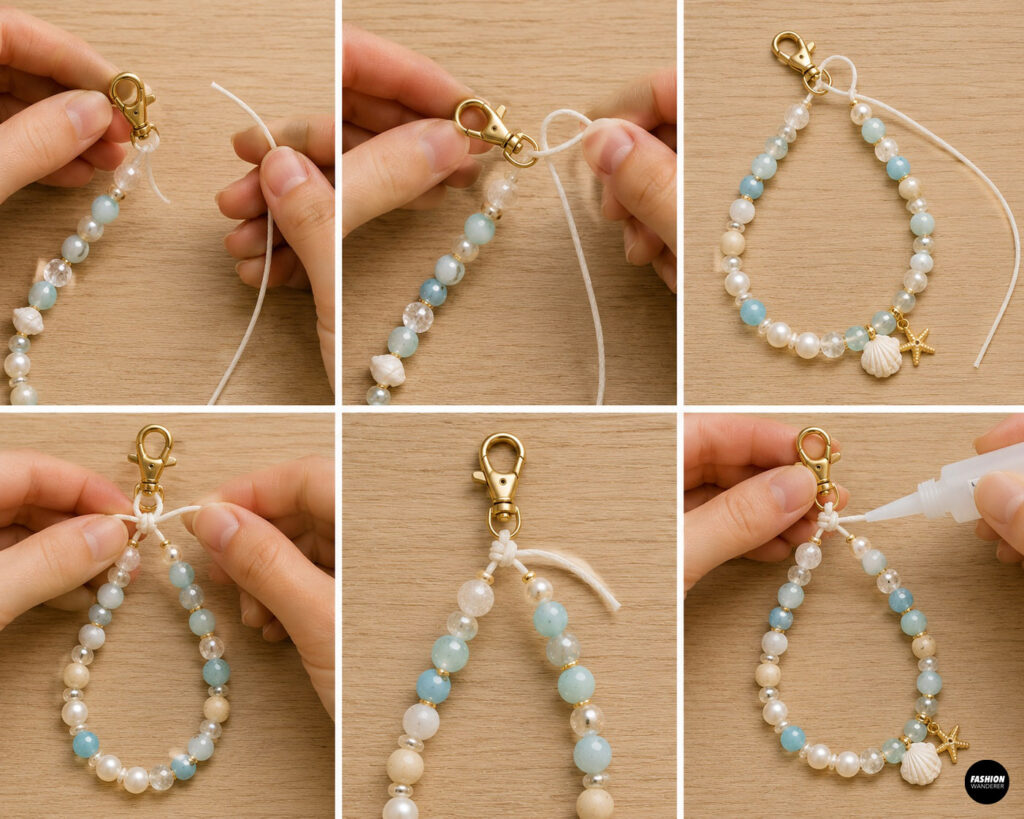 Step 6 is to form the loop to make a phone wristlet