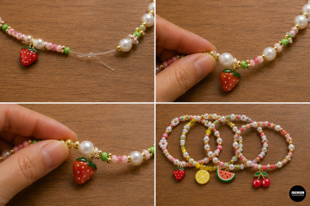 Step 9 is to hide the bracelet knot