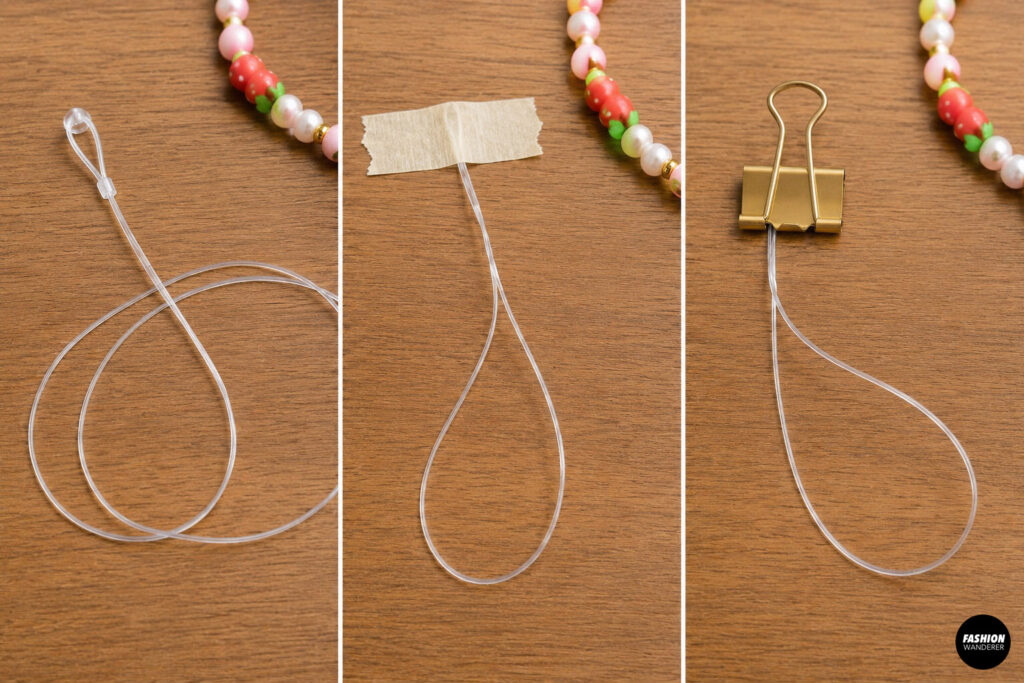 Step 4 is to secure one end of the bracelet